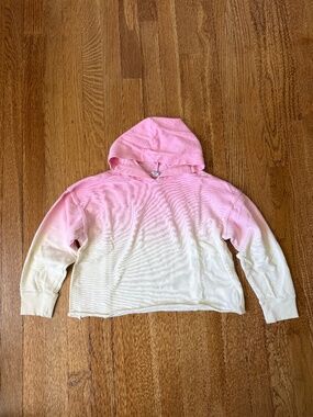 Old Navy Girls Cropped Pink Cream Hoodie, Size 8